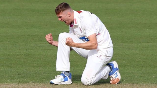 Kasey Aldridge celebrates taking a wicket