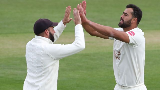 Wes Agar celebrates taking wicket