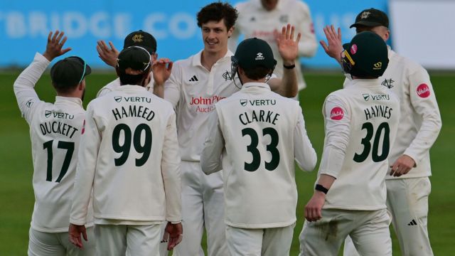 Calvin Harrison celebrates taking wicket