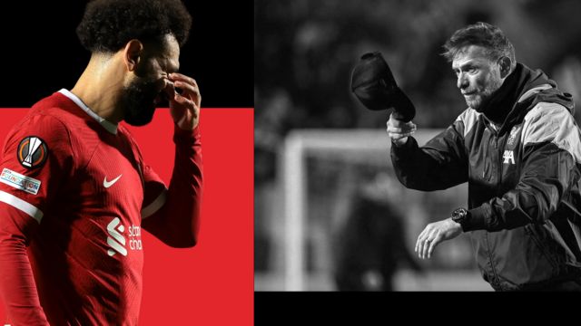 Jurgen Klopp and Mohamed Salah looking dejected after Liverpool's European exit
