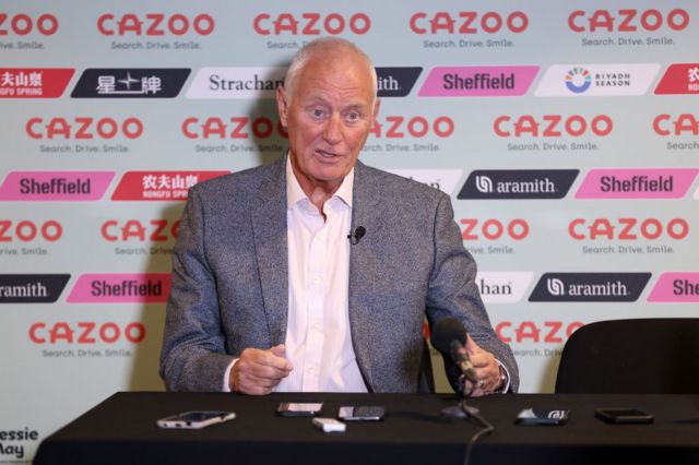 Barry Hearn talking to the media