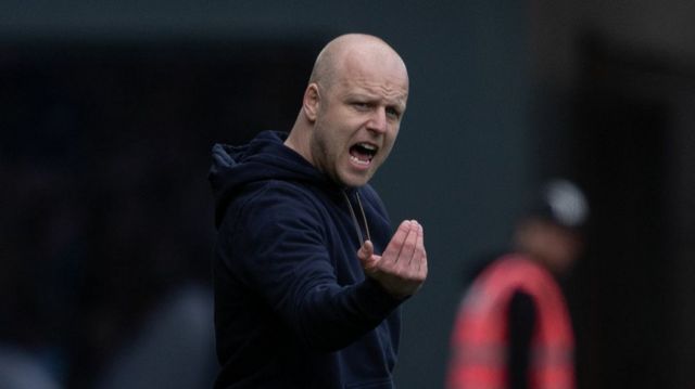 Hearts Head Coach Steven Naismith during a cinch Premiership match between Kilmarnock and Heart of Midlothain at Rugby Park, on April 27, 2024, in Kilmarnock, Scotland.