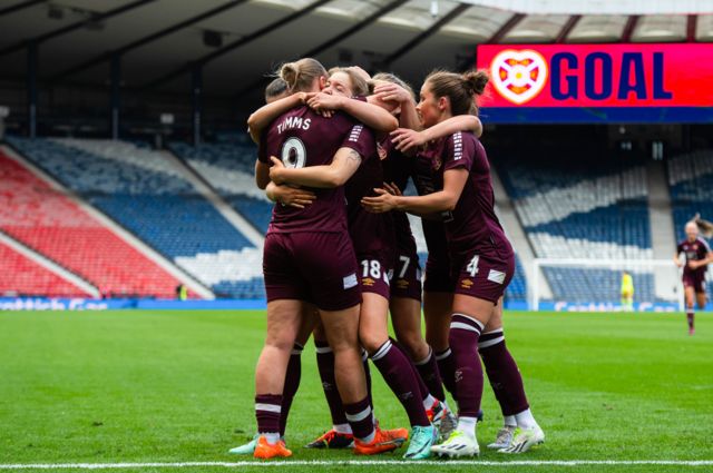 Hearts players celebrate