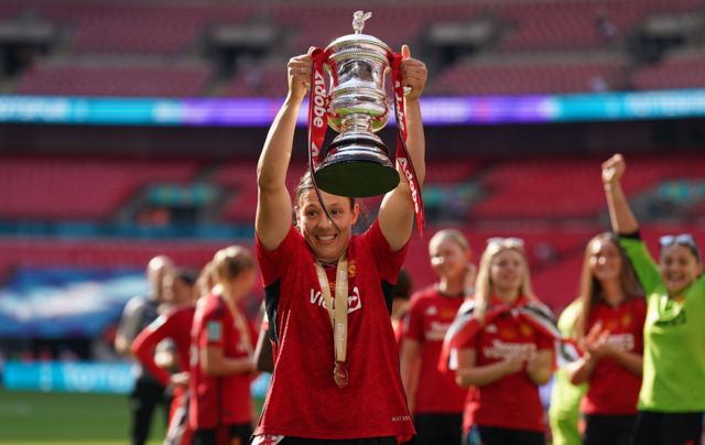 Rachel Williams with FA Cup trophy
