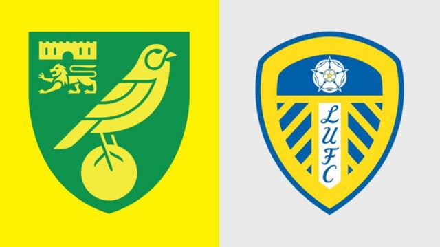 Norwich and Leeds club crests side by side