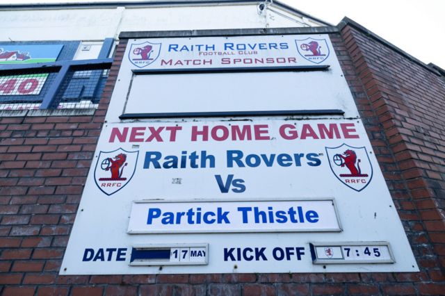 A general view of Starks Park during a cinch Premiership Play-Off Semi-Final second leg match between Raith Rovers and Partick Thistle at Starks Park, on May 17, 2024, in Kirkcaldy, Scotland.