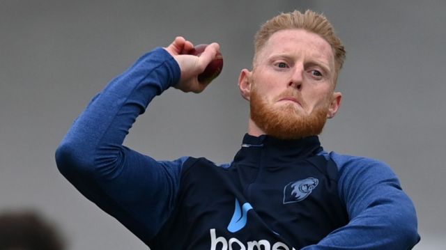 Ben Stokes warming up for Durham