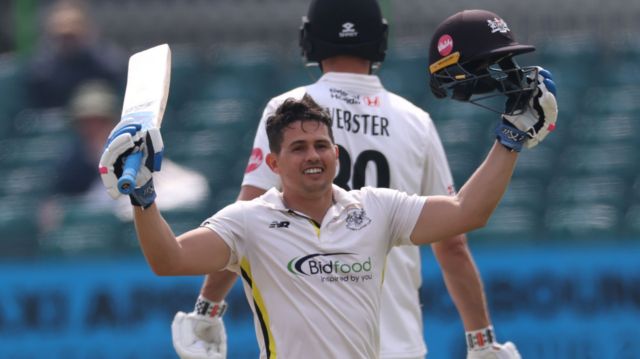 Graeme van Buuren celebrates scoring a century