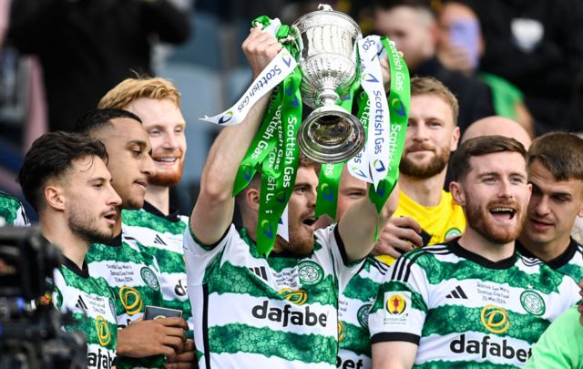 James Forrest lifts the Scottish Cup