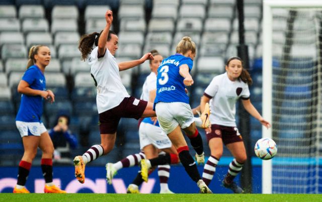 Rangers Rachel McLauchlan scores to make it 1-0 during a Scottish Gas Women's Scottish Cup match between Rangers and Heart of Midlothian at Hampden Park