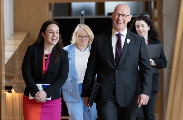 Deputy First Minister Kate Forbes and First Minister John Swinney