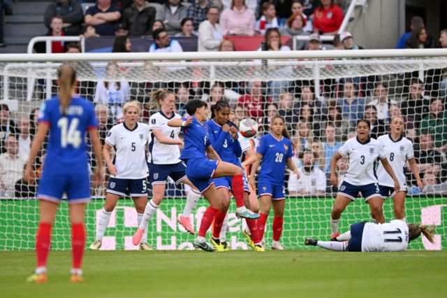 France's Elisa De Almeida equalises against England