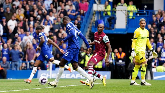 Chelsea's Nicolas Jackson scores against West Ham
