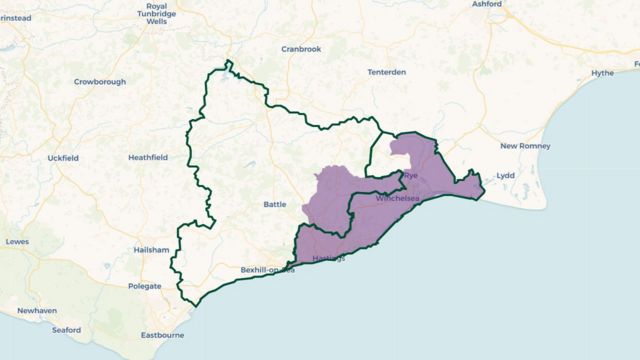 A graphic showing where the new and current constituency borders are