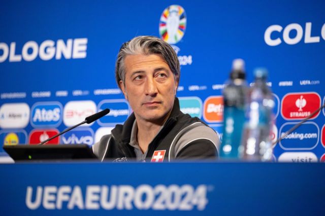 Murat Yakin, Head Coach of Switzerland attends a press conference at Cologne Stadium on June 14, 2024 in Cologne, Germany.