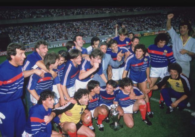 France celebrate winning the 1984 European Championship title