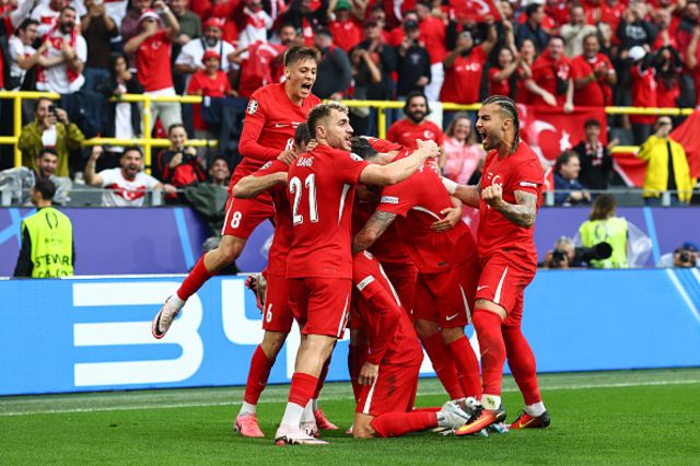 Turkey players celebrate their opening goal