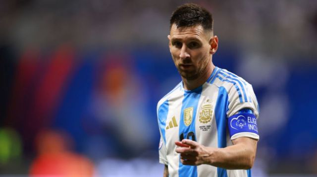 Lionel Messi playing for Argentina against Canada