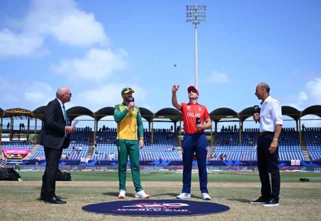 Jos Buttler and Aiden Markram at the toss