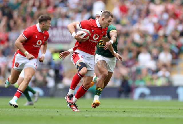 Liam Williams picks off an interception which almost led to a Welsh try