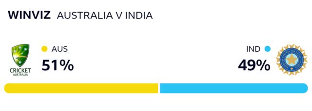 WinViz graph gives Australia a 51% chance of winning, India 49%