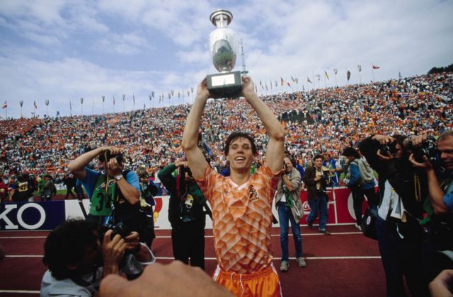 Marco van Basten with euros trophy