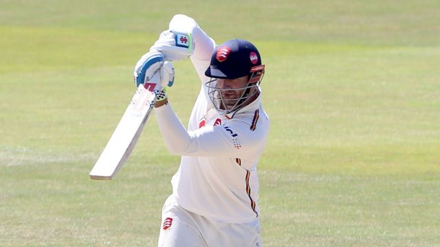 Essex batter Paul Walter driving the ball to the boundary