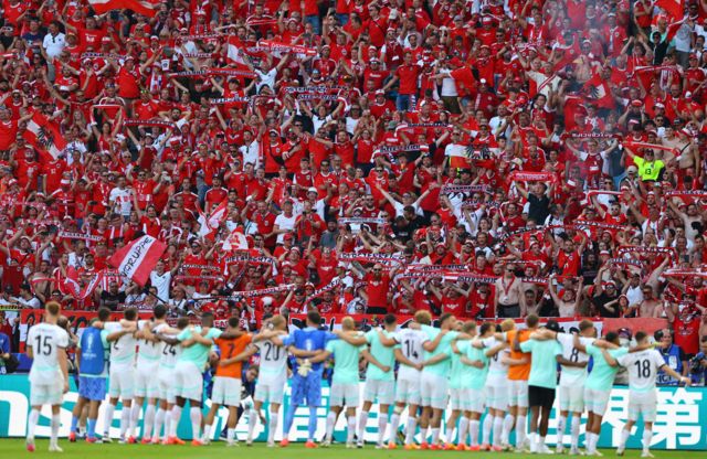 Austria fans and players celebrate