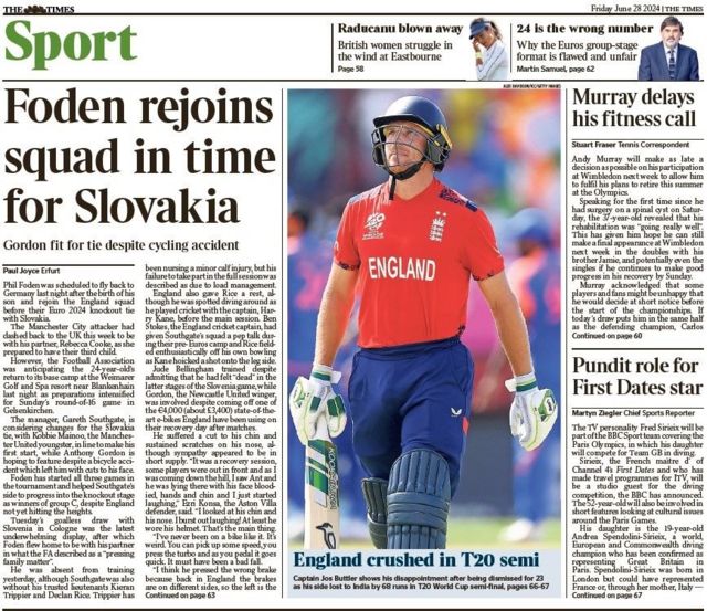 The Times sport page