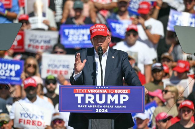 Donald Trump speaks at a rally in Virginia
