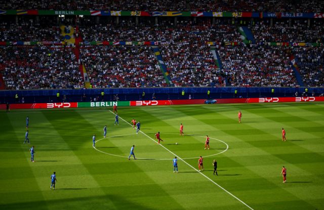 A general view of play during the UEFA EURO 2024 round of 16 match between Switzerland and Italy in Berlin, Germany