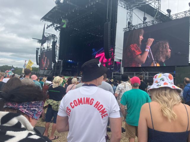 People watching the Zutons on stage at Glastonbury