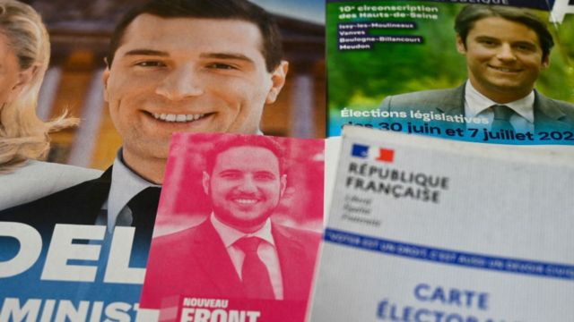 Posters and ballot papers for candidates in Paris, 28 June