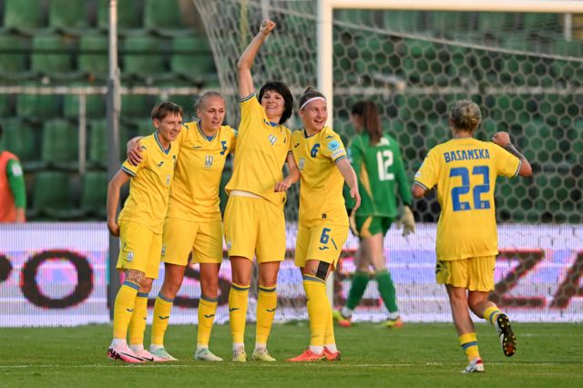Ukraine celebrate first goal