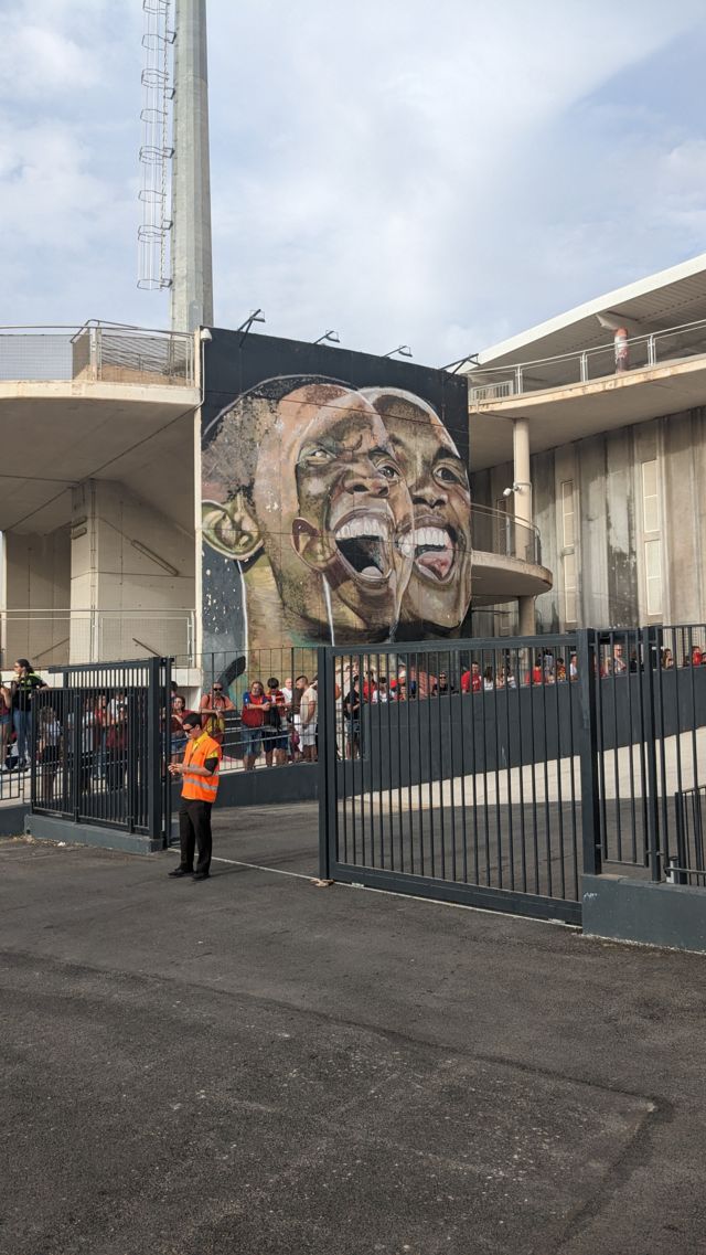 Mural of former Real Mallorca striker Samuel Eto'o at Son Moix Stadium