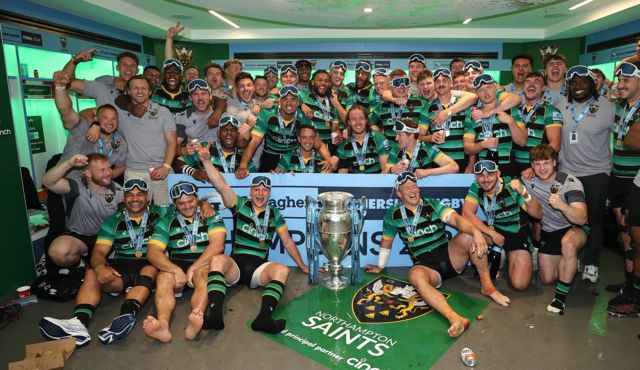 Northampton Saints celebrate after their victory