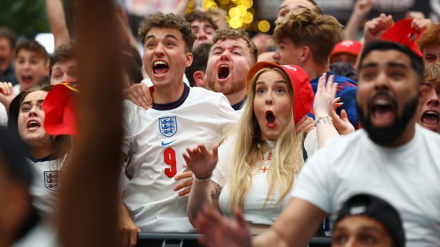 England fan in London during the countries win against Slovakia