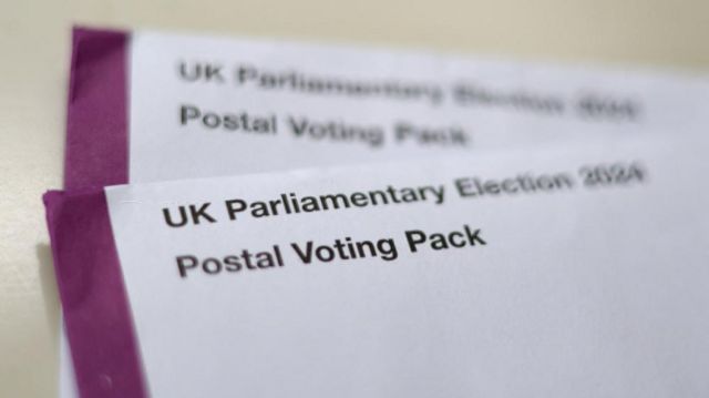 UK Parliamentary Election 2024 Postal Voting pack is seen in up close