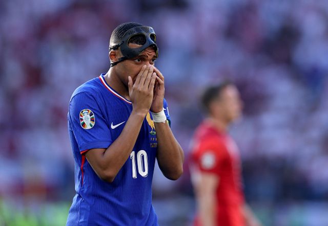 Kylian Mbappe of France reacts