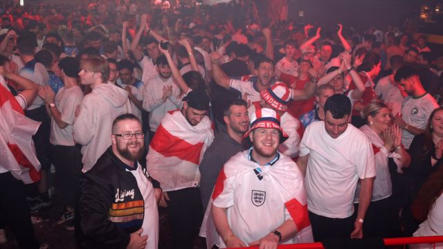 England fans celebrate in Manchester