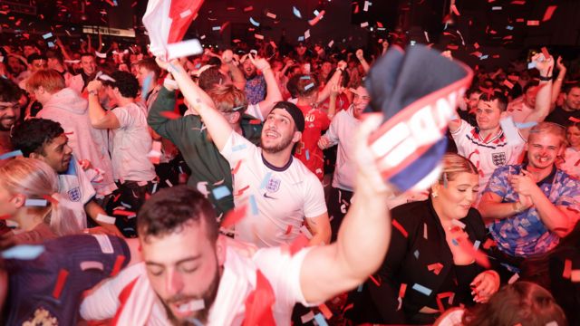 England fans celebrate in Manchester