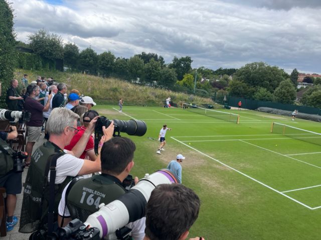 Cameras on Andy Murray practising