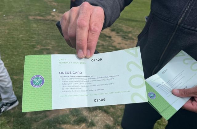 Fans' Queue card ticket at Wimbledon