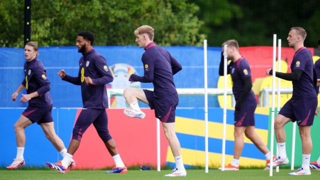 England players during training