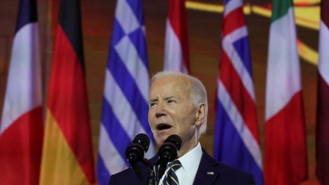 US President Joe Biden speaks to Nato leaders