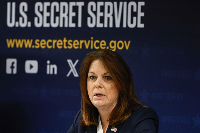 United States Secret Service Director Kimberly Cheatle speaks during a press conference at the Secret Service's Chicago Field Office