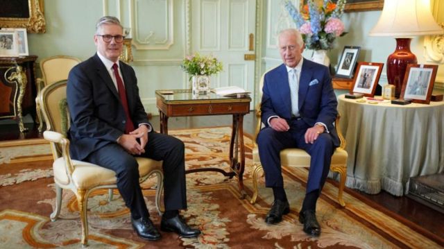 Keir Starmer meeting King Charles, shortly after Labour won the general election earlier this month