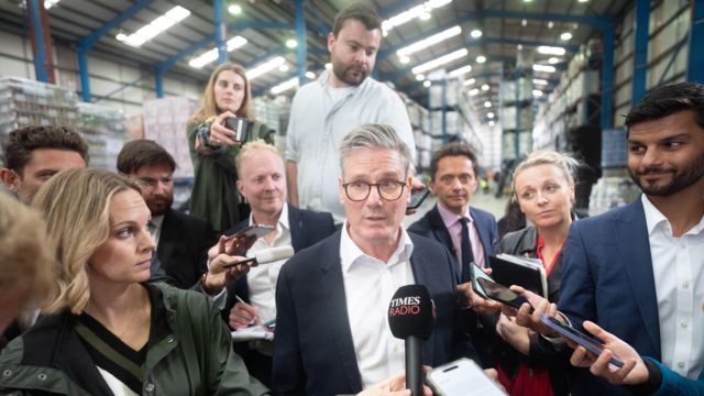 Sir Keir Starmer answers questions from journalists