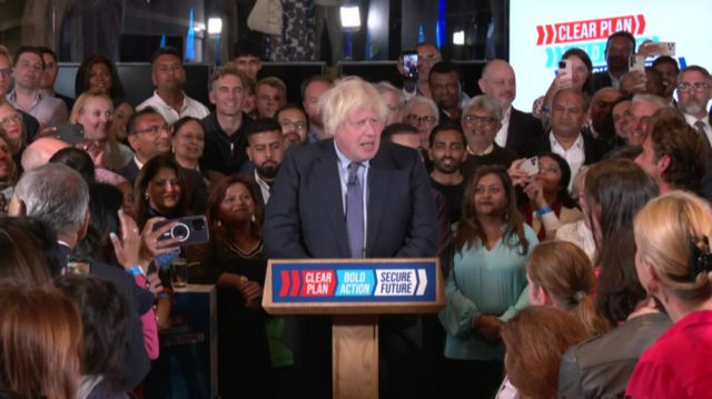 Boris Johnson at a Conservative campaign event in London