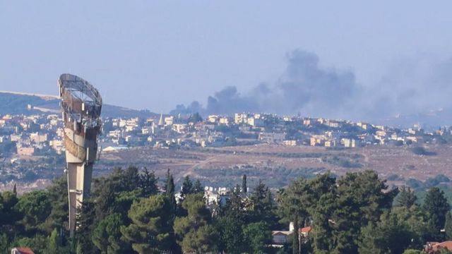 Smoke rises above Lebanon, amid cross-border hostilities between Hezbollah and Israeli forces, as seen from northern Israel